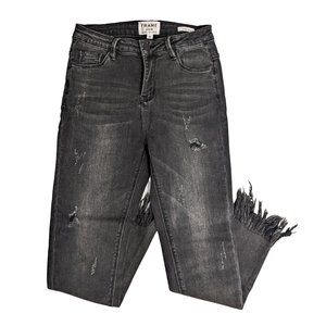 FRAME DENIM Le High Rise Distressed Skinny Jeans, Raw Hem, Cropped Ankle